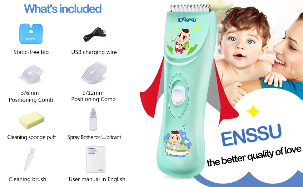 Genuine Baby Hair Trimmer Professional Hair Removal Kit Waterproof IPX-7 with Safe Ceramic Blade for Kids Drop Shipping-ebowsos