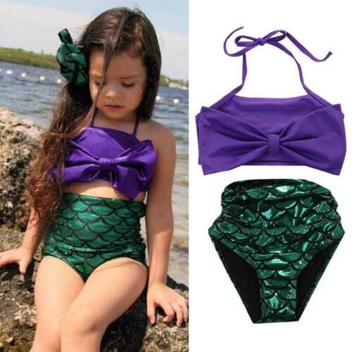 Girls Kid Mermaid Bathing Suits Bikini Swimwear Swimsuit Swimming Costume Set Suit - ebowsos