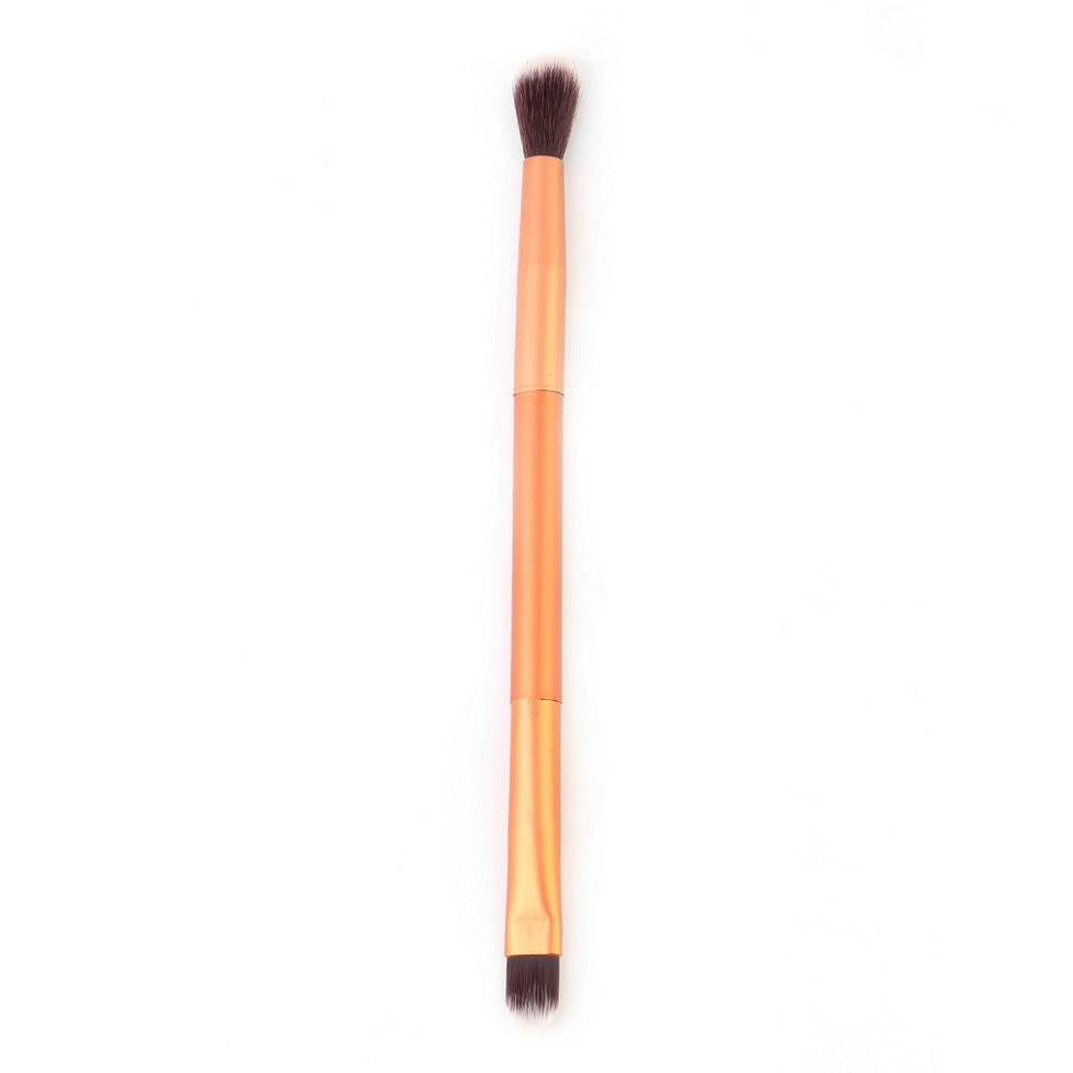 Gold Super Soft Synthetic Hair Metal Handle Doubled Ended Eyeshadow Eye Shadow Makeup Cosmetic Brush Tool - ebowsos