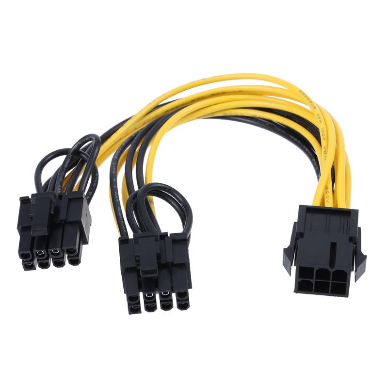 Graphic Card Power Supply Cable 6Pin Port to Dual 8(6+2)Pin Port Splitter Power Cable Connector Extender Cable for Computer Case - ebowsos