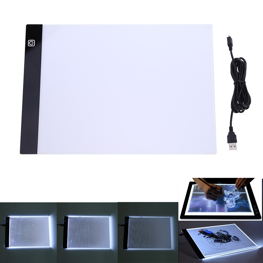 Graphics Tablet 13.15x9.13inch A4 LED Drawing Tablet Thin Art Stencil Drawing Board Light Box Tracing Table Pad Three-level Hot - ebowsos