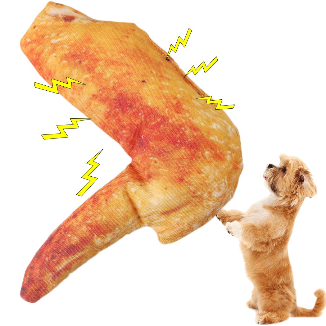 Grilled Chicken Wings Sausage Shape Toy Dog Chew Toy Simulated Food Dog Squeaky Toy Pet Play Toy Supplies For Puppy Teething-ebowsos