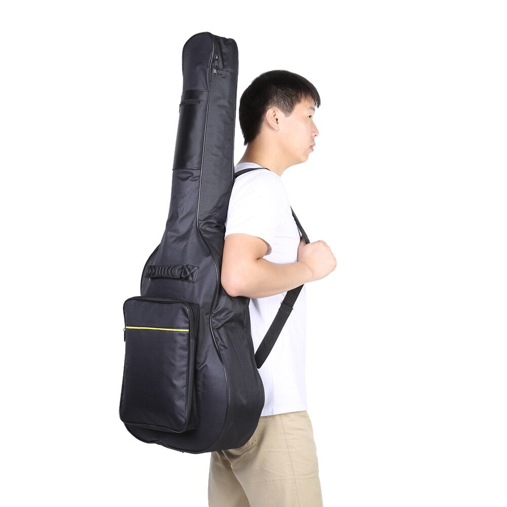 Guitar Bag Padded Protective Classical Acoustic Guitar Bag Black Car Adjustable Shoulder Straps Classical Steel-string Backpack-ebowsos