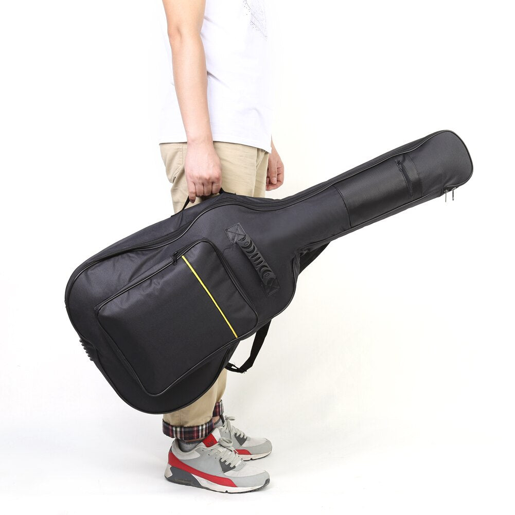 Guitar Bag Padded Protective Classical Acoustic Guitar Bag Black Car Adjustable Shoulder Straps Classical Steel-string Backpack-ebowsos
