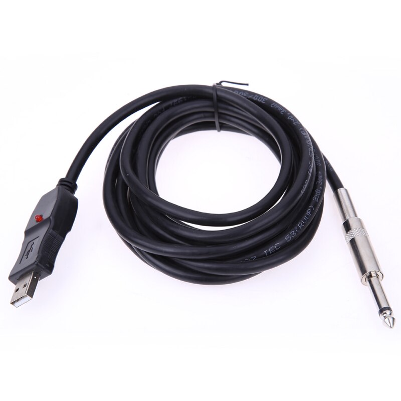 Guitar Bass 1/4'' 6.3mm To USB Link Connection Instrument Cable Adapter-ebowsos