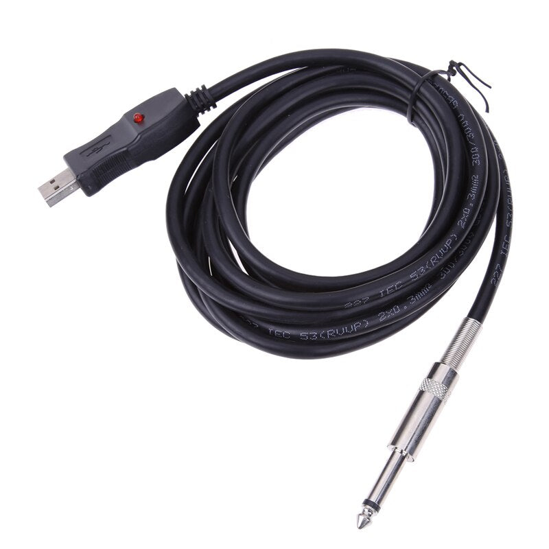 Guitar Bass USB Link Connection Instrument 1/4'' 6.3mm To USB Link Connection Instrument Cable Adapter-ebowsos
