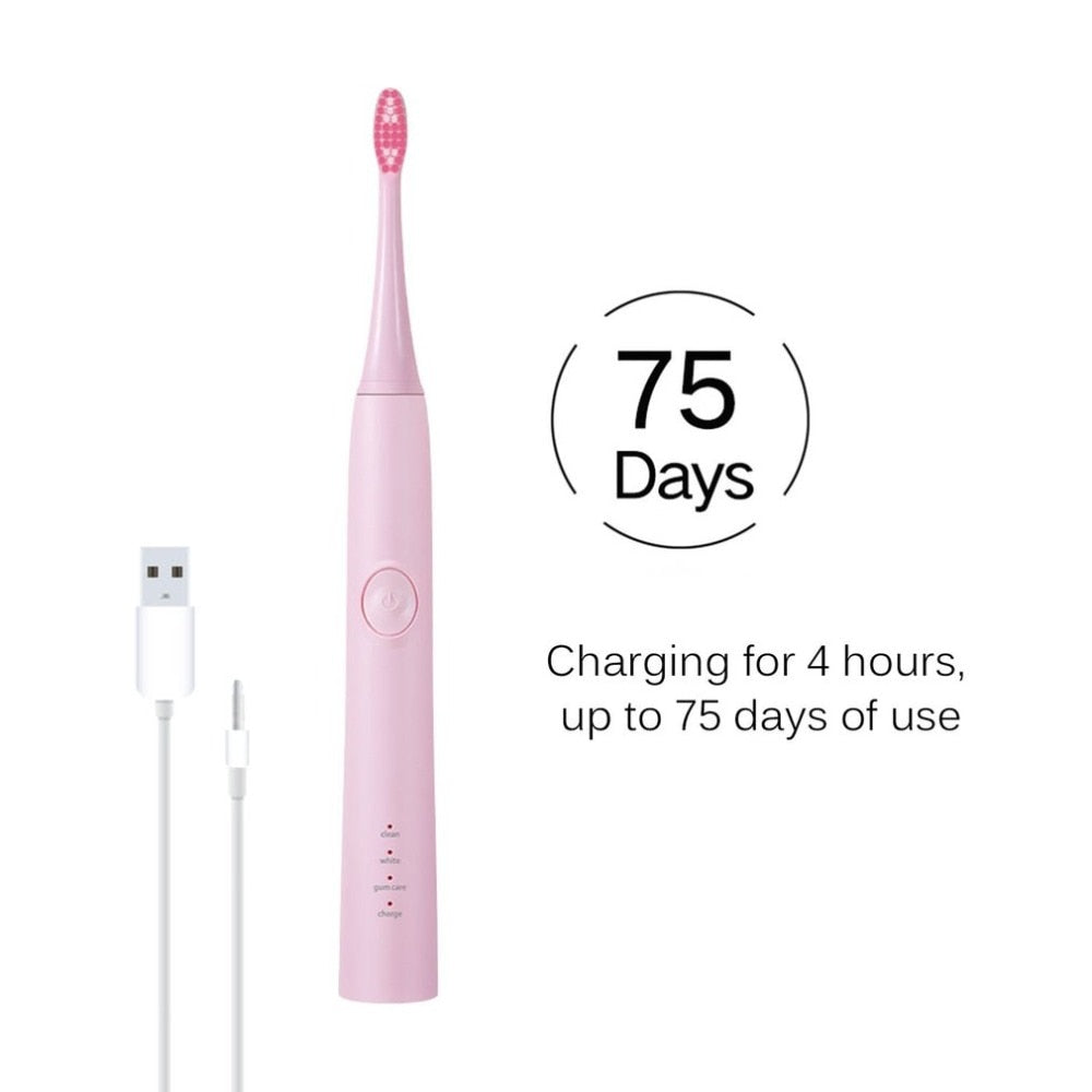 H3 Electric Toothbrush USB Rechargeable Waterproof Timer Brush Cleaning Whitening Gum Care Oral Hygiene Health Tooth Brushes - ebowsos