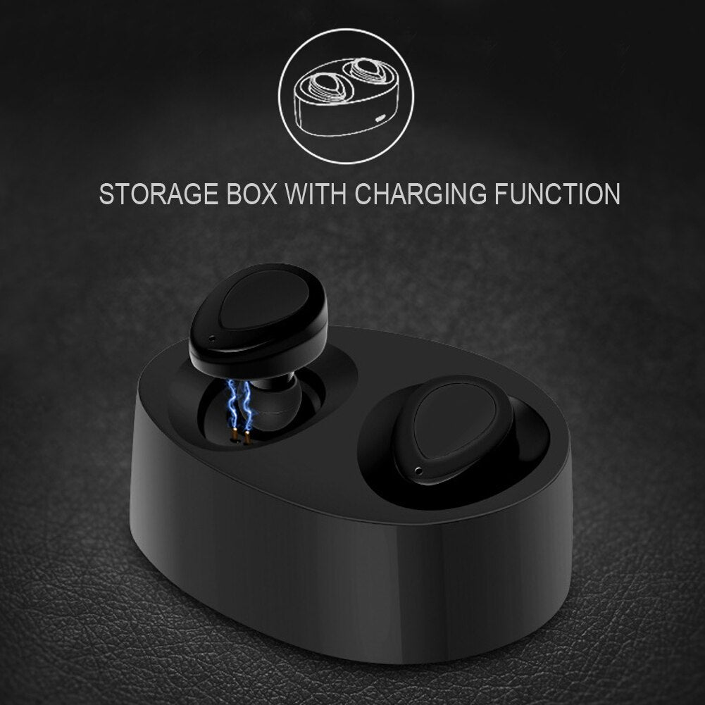 H3#R 1Pair Mini TWS Wireless Bluetooth Stereo Headset In-Ear Earphones Earbuds Headset With Charging Box Dock for Mobile Phone - ebowsos