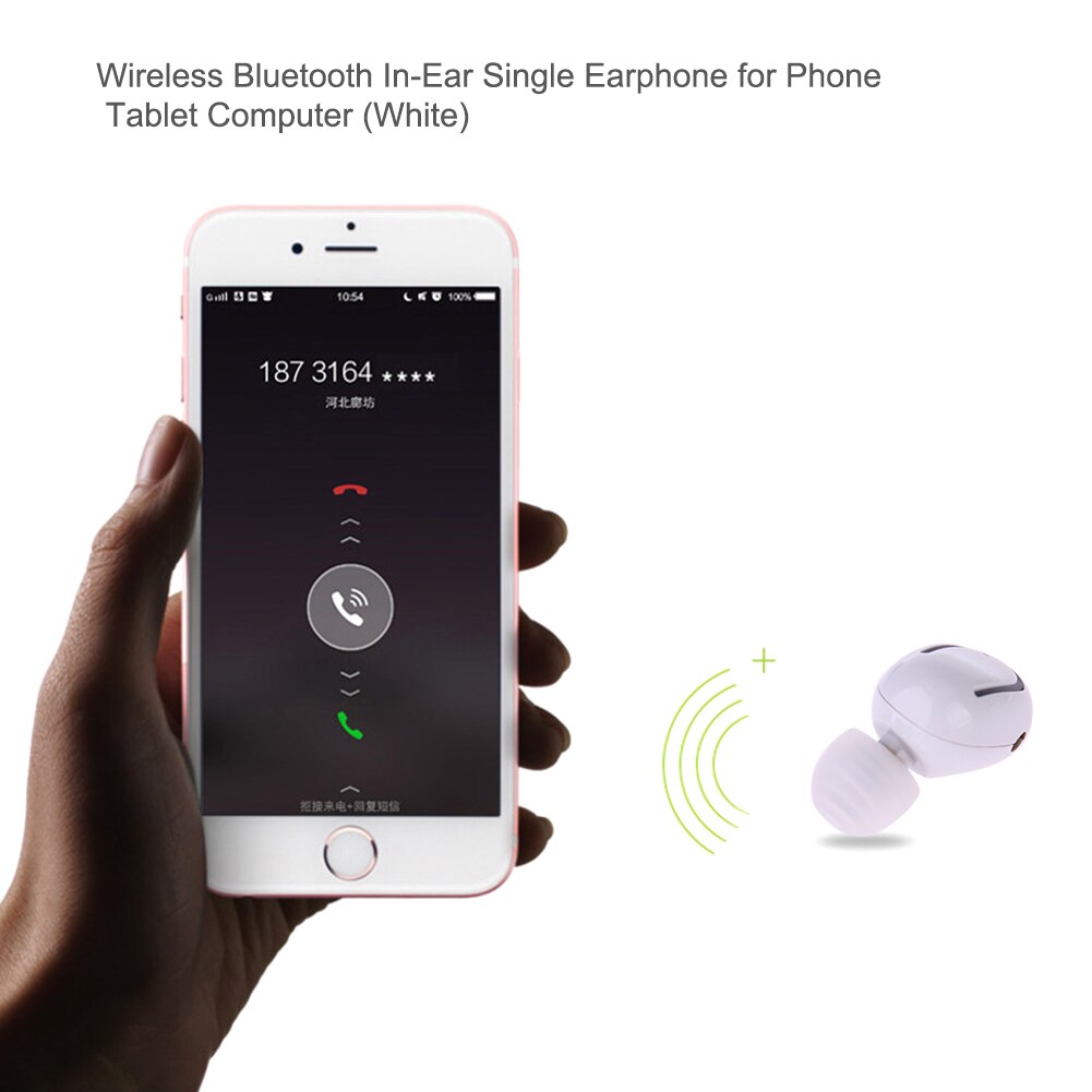 H3#R High Quality Wireless Bluetooth Headset In-Ear Single Earphone Earbud for Phone Tablet Computer - ebowsos