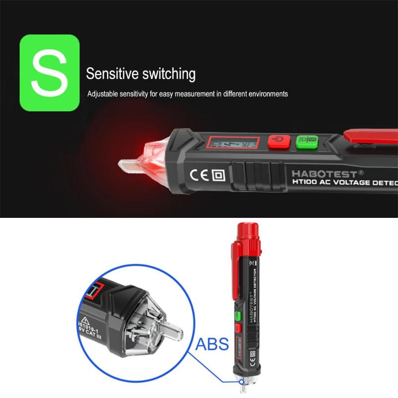 HABOTEST HT100 Non-contact AC 12V-1000V 48V-1000V Voltage Test Pen Detector Professional Electric Tools Dropshipping - ebowsos