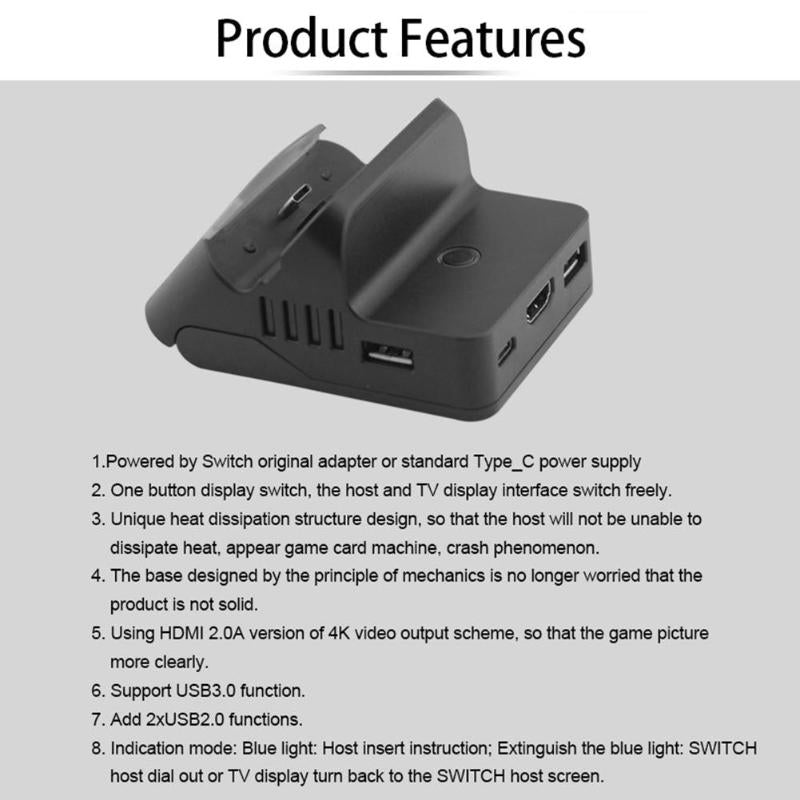 HDMI Charging Dock Station Adjustable Bracket HDMI Video Conversion Charging Charger Base for Nintend Switch Host High Quality - ebowsos