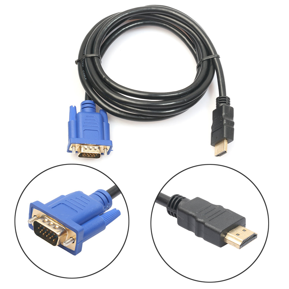 HDMI Gold Male to VGA HD Male Cable 15Pin Adapter Converter Cable for High-definition DVD Players HDTV Receivers - ebowsos