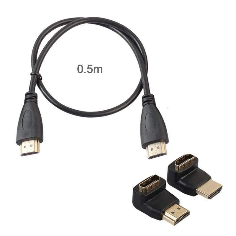 HDMI Male to HDMI Male Cable HDMI 1.4 3D Audio Video Cable Cord Wire + 90 270 Degree Converter Adapter Plug for HDTV DVD - ebowsos