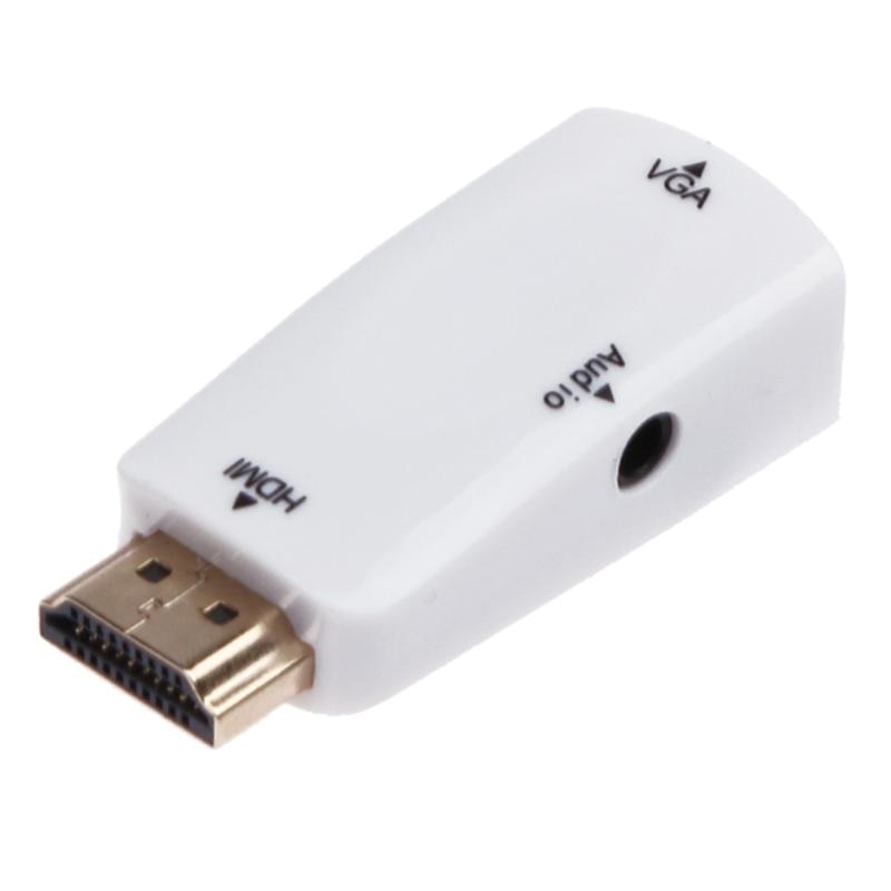 HDMI Male to VGA Female Converter Box Adapter With AV Audio Cable 1080P HDTV for PC Laptop DVD for PS3 for Xbox 360 - ebowsos