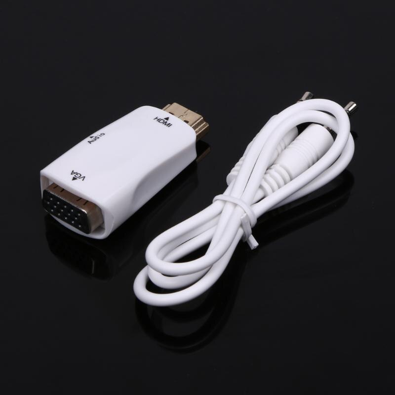 HDMI Male to VGA Female Converter Box Adapter With AV Audio Cable 1080P HDTV for PC Laptop DVD for PS3 for Xbox 360 - ebowsos