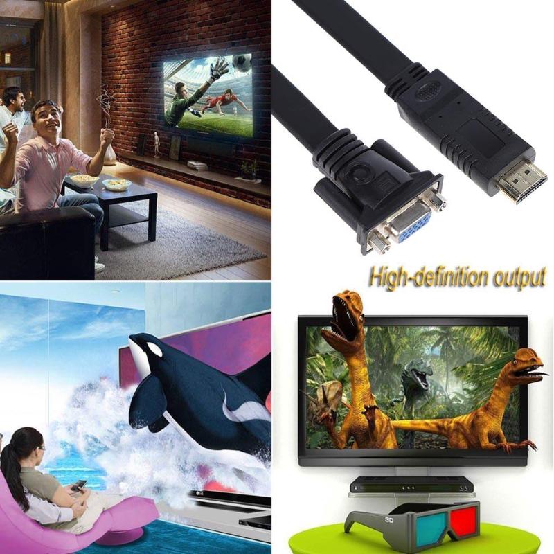 HDMI to VGA Adapter Cable HDMI to VGA Converter Adapter Support 1080P with IC Chip Digital to Analog Video Audio Cable - ebowsos