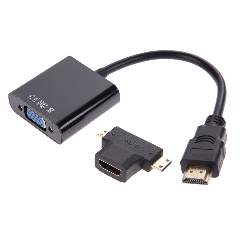 HDMI to VGA Adaptor Cable Converter Full HD 1080P HDTV HDMI Cable Connector HDMI to Mini/Micro HDMI 3in1 Adapter - ebowsos