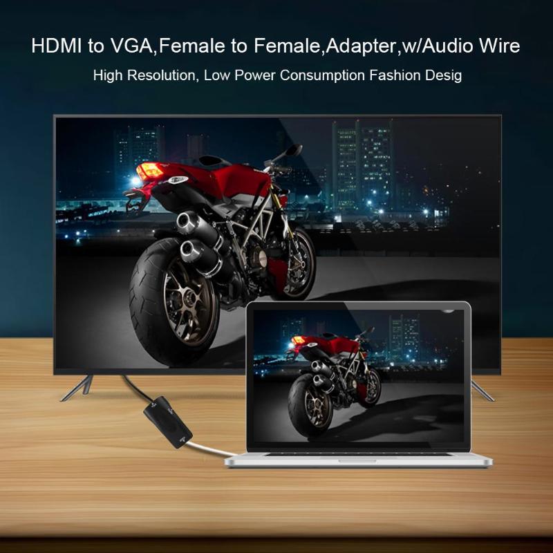 HDMI to VGA Converter Female to Female Adapter 1080P Connector with 3.5mm Audio Cable Wire for Laptop Mobile Phone High Quality - ebowsos