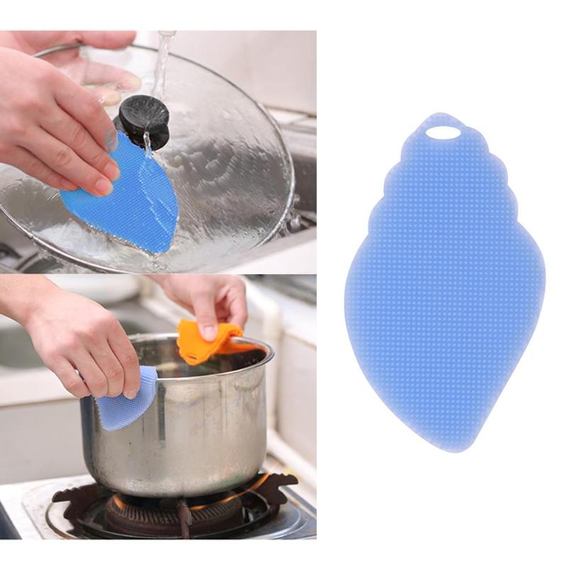 HJ Multiuse Silicone Dish Bowl Cleaning Brush Pad Pot Pan Cleaner Kitchen Tool - ebowsos