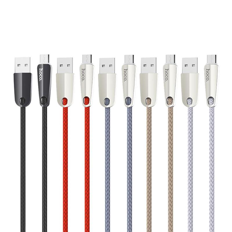 1.2m/3.94ft Nylon Braided Smart Power Off LED Micro USB Fast Charging Data Sync Charger Cable for Android Phones Cables New - ebowsos