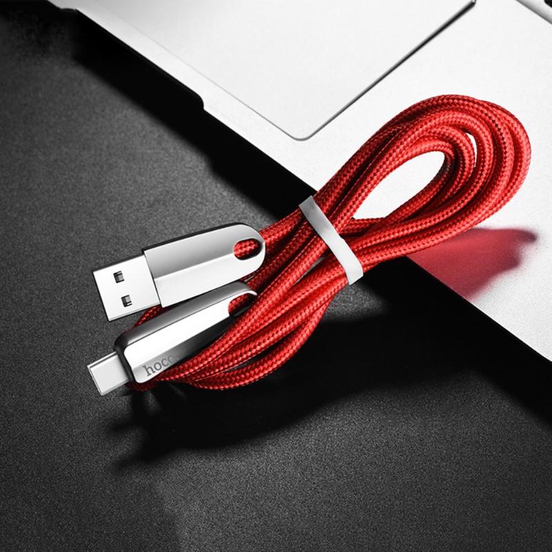 1.2m/3.94ft Nylon Braided Smart Power Off LED Type-C USB Fast Charging Data Sync Charger Cable for Android Phones Chariging - ebowsos
