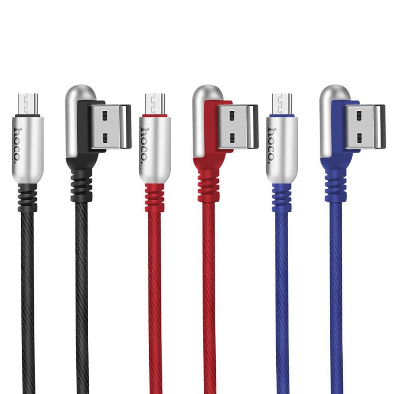 2.4A 90 Degree 1.2m/3.9ft Nylon Braided Micro USB Fast Charging Sync Data Cable Wire Charger Adapter Micro USB Data Cord - ebowsos