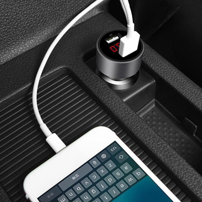 2 Ports USB Car Charger 2.1A Dual USB Mobile Phone Fast Charging Adapter with Voltage LED Screen Digital Display Hot Sale - ebowsos