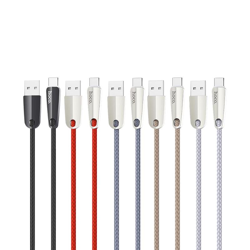 2m/6.56ft Nylon Braided Smart Power Off LED Type-C USB Fast Charging Data Sync Charger Cable for Android Phones Promotion - ebowsos