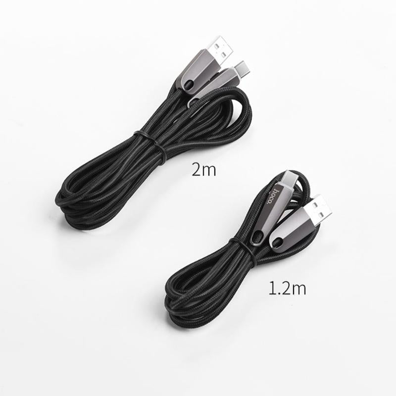 2m/6.56ft Nylon Braided Smart Power Off LED Type-C USB Fast Charging Data Sync Charger Cable for Android Phones Promotion - ebowsos