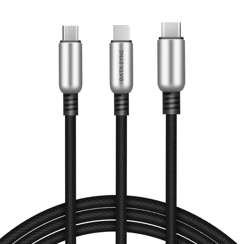 3 in 1 1.5m/4.9ft Micro USB Type-C Fast Charging Sync Data Cable Wire for Android iPhone Fast Charger Data Sync Cable Hot - ebowsos