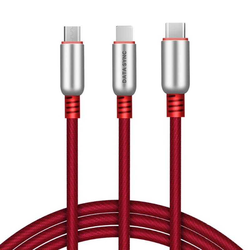 3 in 1 1.5m/4.9ft Micro USB Type-C Fast Charging Sync Data Cable Wire for Android iPhone Fast Charger Data Sync Cable Hot - ebowsos