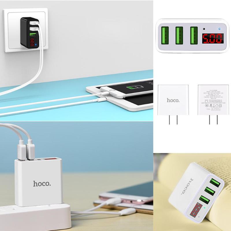 Portable LED Display 3 USB US Plug Fast Charging Mobile Phone Travel Wall Charger Adapter Travel Charger For Phone Chargers - ebowsos