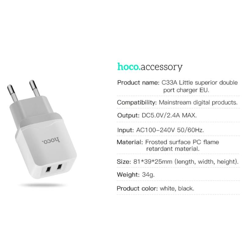 Universal Dual USB Travel Wall Charger EU Plug Adapter for iPhone Samsung USB Travel Charger Portable Wall Adapter Hot - ebowsos