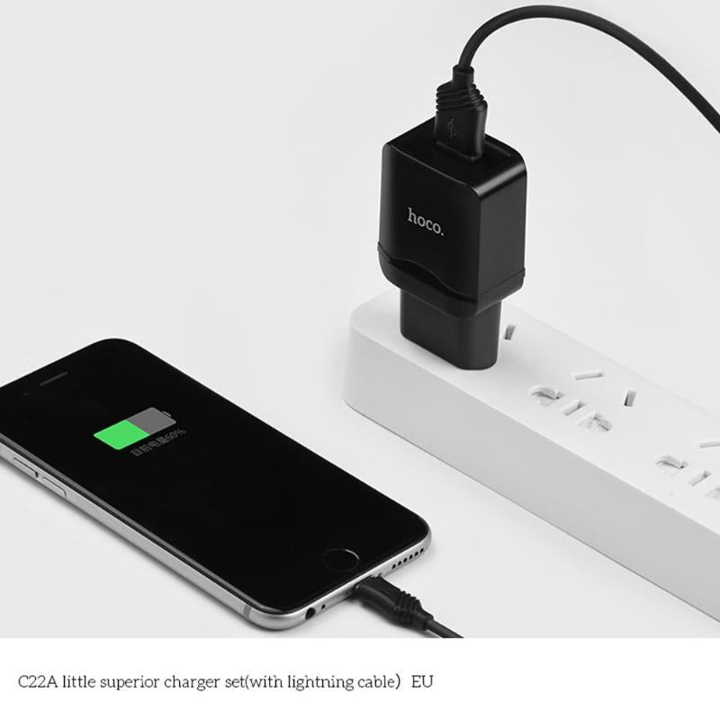 Universal USB Charger Adapter 2.4A Fast Charging Wall Travel Adapter with Data Cable for Apple EU Plug Charging Cable New - ebowsos