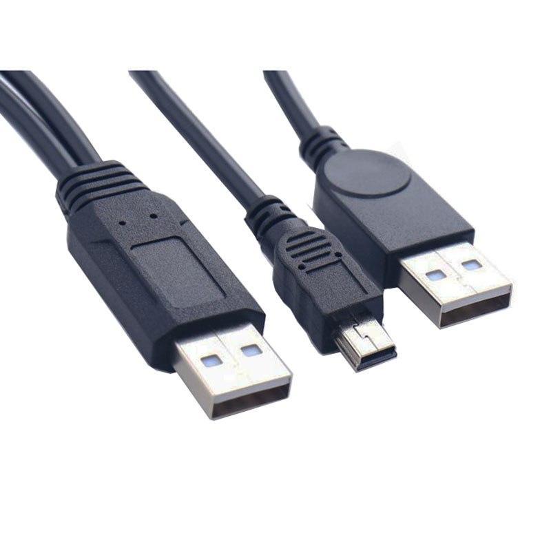USB2.0 USB 2.0 double A Type 2A Male to Mini 5 Pin Male Y Cable 0.7m 70cm 2ft For 2.5" Mobile Hard Disk Drive HDD - ebowsos
