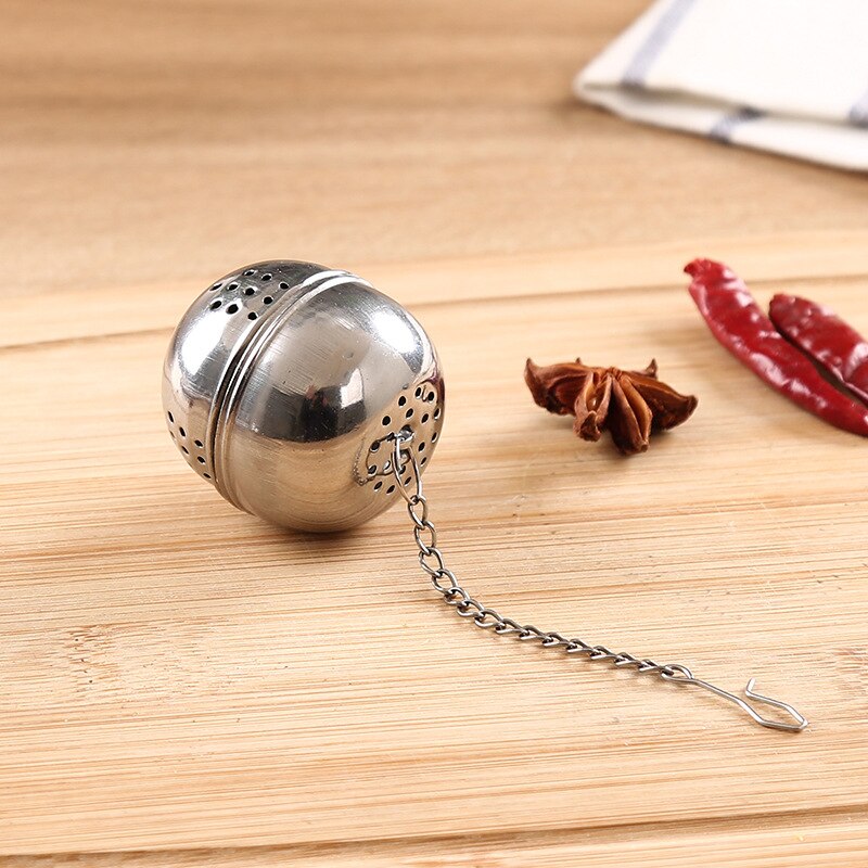 New Essential Stainless Steel Ball Tea Infuser Mesh Filter Strainer w/hook Loose Tea Leaf Spice Home Kitchen Accessories - ebowsos