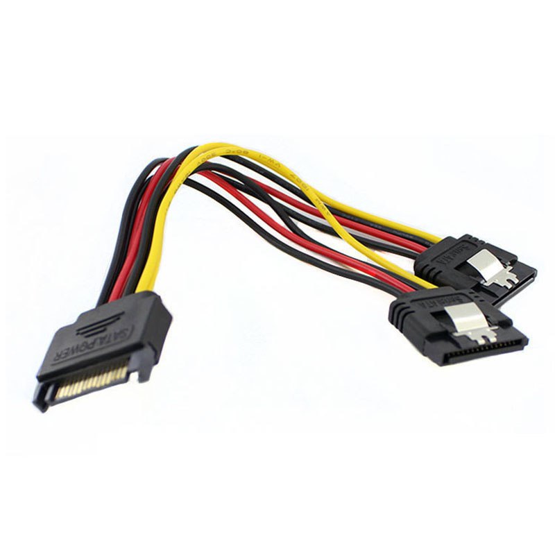SATA 15 Pin Male To 2 SATA 15 Pin Female 15Pin Power cable HDD Y Splitter Universal Connector Adapter - ebowsos