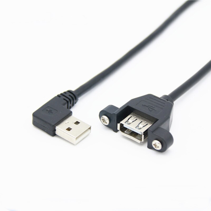 USB 2.0 Extension Cable Male to Female With Screw Panel Mount 28+28AWG 30cm 90degree Right Left Up Down - ebowsos