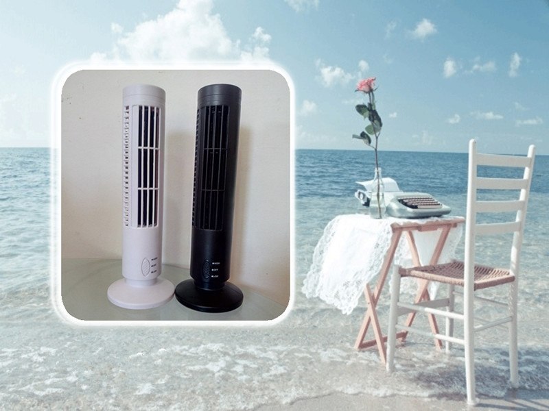 Portable USB Vertical Bladeless Fan, Mini Air Condition Fan Desk Cooling Tower Fan for Home - ebowsos