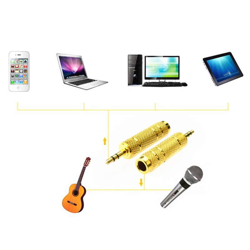 3.5mm Male to 6.5 mm Female Adapter 3.5 plug to 6.35 Jack Stereo Speaker Audio Adapter converter for Mobile Phone PC Notebook - ebowsos