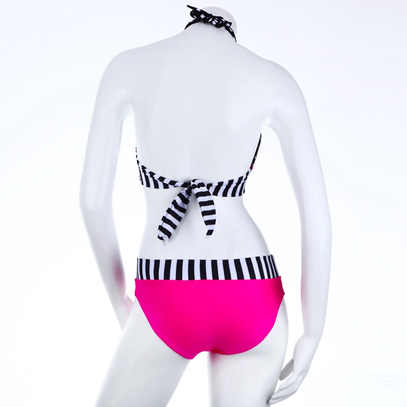 Very Popular Matching Color Bikini Set Patchwork Swimsuit Dot Printed Bikini Women Two-piece Bathing Swim Suit Split Swimwear - ebowsos