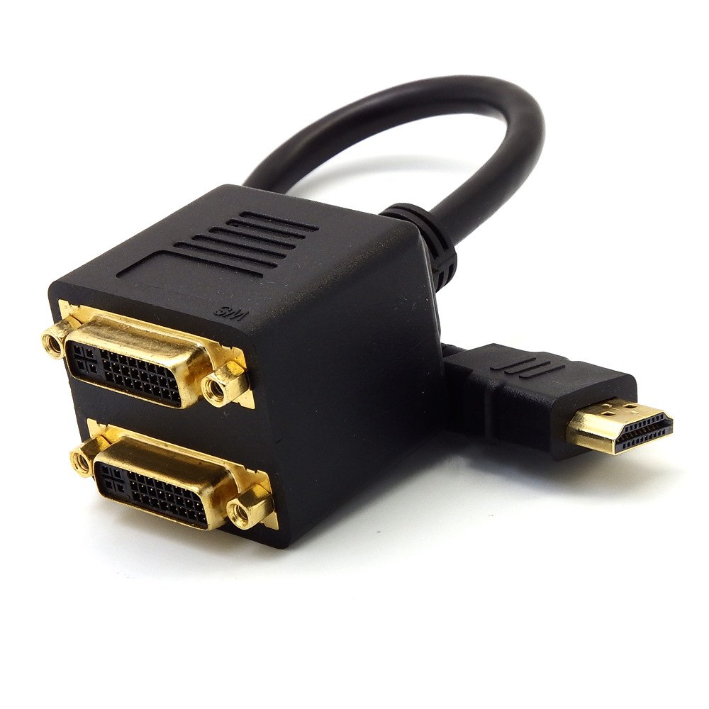 HDMI to 2 Double DVI Adapter Cable 30cm,HDMI Male to DVI-D(24+5) Female x 2 Video Splitter adapter Converter Cable - ebowsos