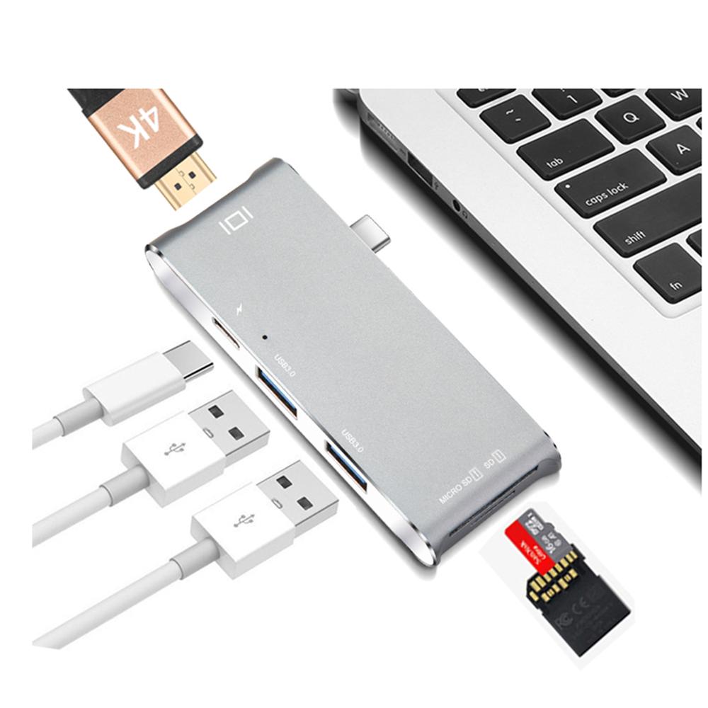USB Type C HUB to HDMI 4k USB-C Adapter with SD/Micro SD Card Reader, USB 3.0 ports Power Port Combo for MacBook Pro - ebowsos