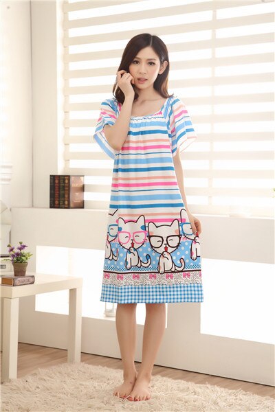 Wholesale Hot Women Sleepwear Female Summer Nightgown Pajama Set Lingerie Home Dress Nightdress For Pregnant Plus Size L XL XXL - ebowsos