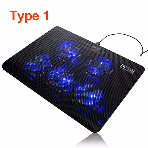 DC 5V LED 5 Fan Cooling Pad Cooler Laptop Cooling Pad Fan USB Port Cooling Stand Holder Cooler Radiator Notebook 14" 15.6" 17" - ebowsos