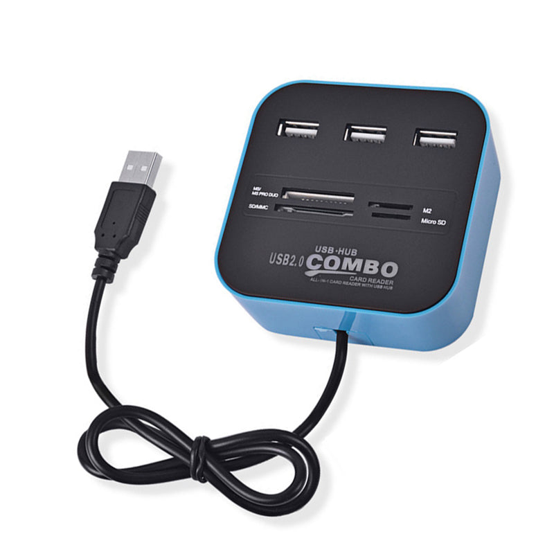 Micro USB Hub 2.0 3 Ports + TF SD Card Reader Slot High Speed USB Combo All In One USB Splitter for Laptop Desktop Use - ebowsos