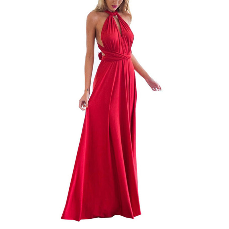 Sexy Women Multiway Wrap Convertible Boho Maxi Club Red Dress Bandage Long Dress Party - ebowsos