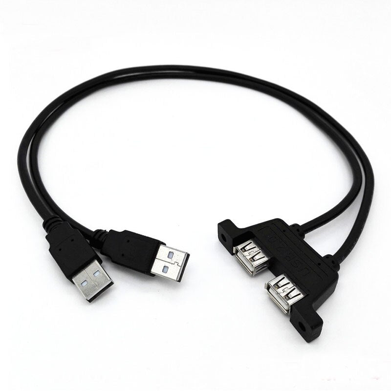 Dual USB 2.0 Male to Dual USB 2.0 Female USB 2.0 Extension Cable with Screw Panel Mount Male to Female  30cm 50cm - ebowsos