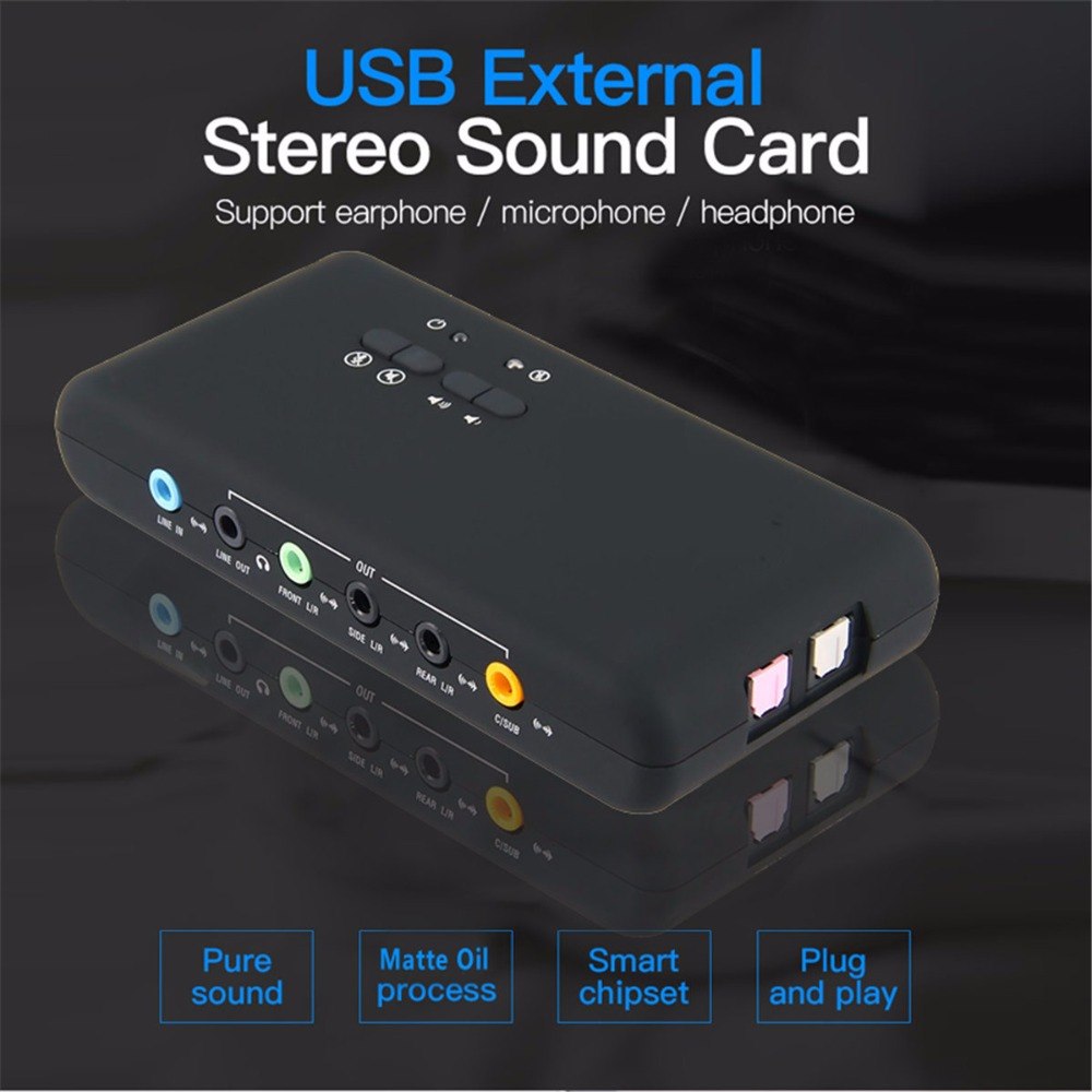 USB 2.0 Sound Card CMI6206 Chipset USB 7.1 Sound Card USB Audio Device Class Spec1.0 And USB HID Class Spec 8 DAC Output - ebowsos