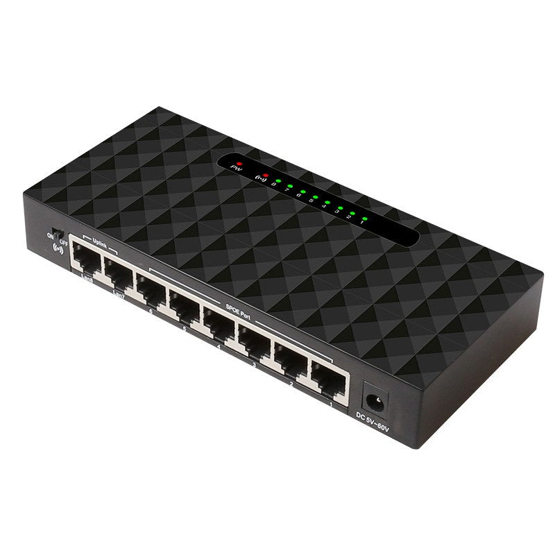 8 Port POE Ethernet Network Switch Lan Hub Ethernet Smart Switch Support 6-55V Power Supply  (2x10/100mbps + 6x POE Ports - ebowsos